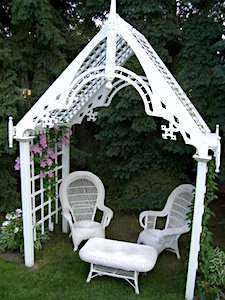 Blog Photo - Arbor and pink clematis