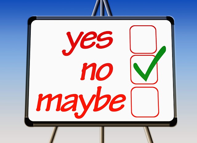 yes no maybe board ticked no