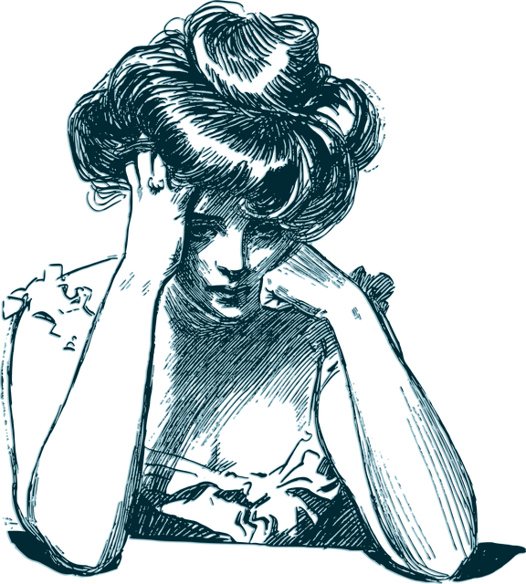 worried vinatge drawing