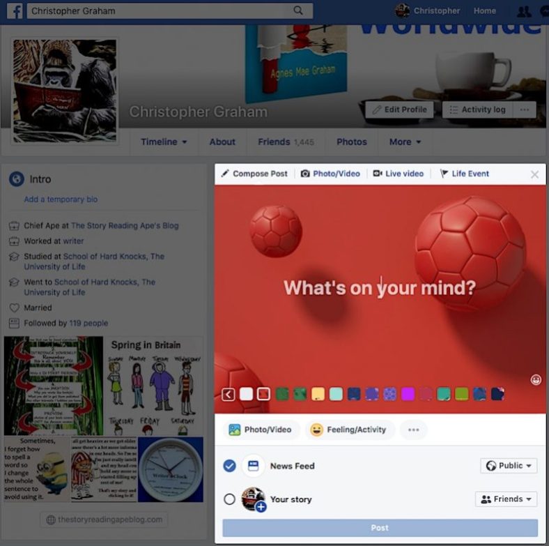 Click on the small coloured icons to select the background you want