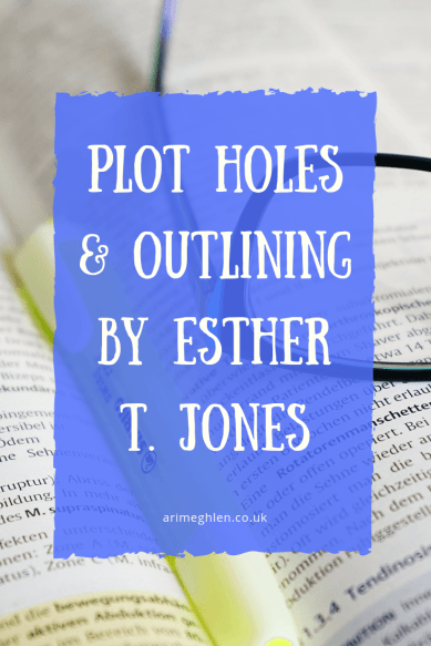 Plot holes and outlining by Esther T Jones. Image: Book with highlighter and glasses